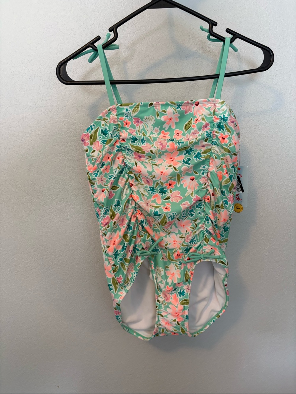 Cat and jack Mint One-Piece Swimsuit with Pink Floral Print